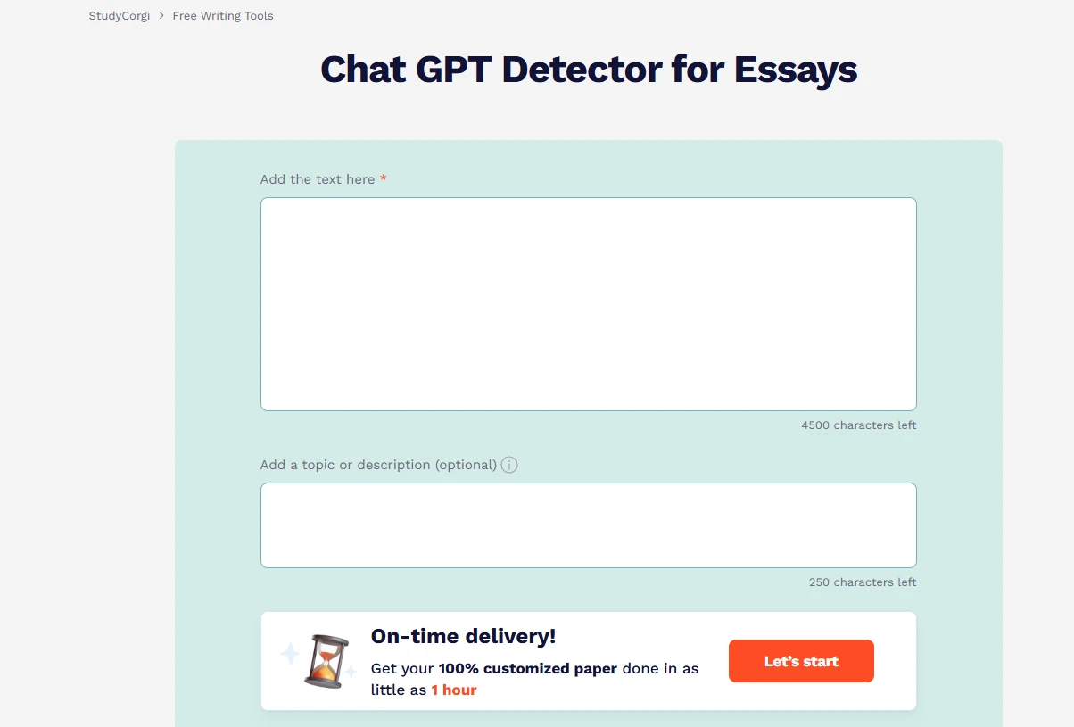 StudyCorgi ChatGPT Detector (图1)